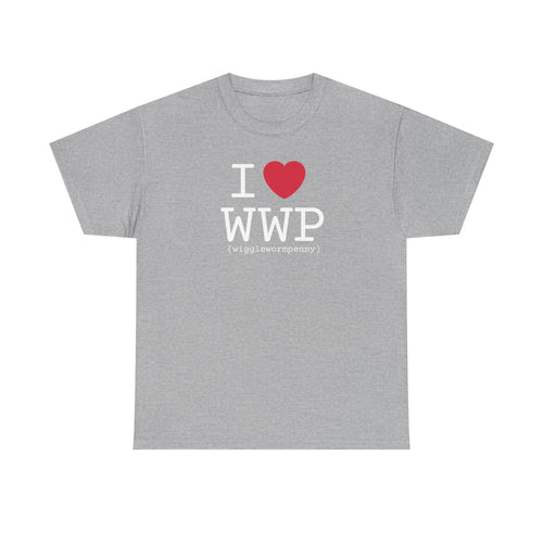 I Love Wiggle Worm Penny Unisex T-Shirt